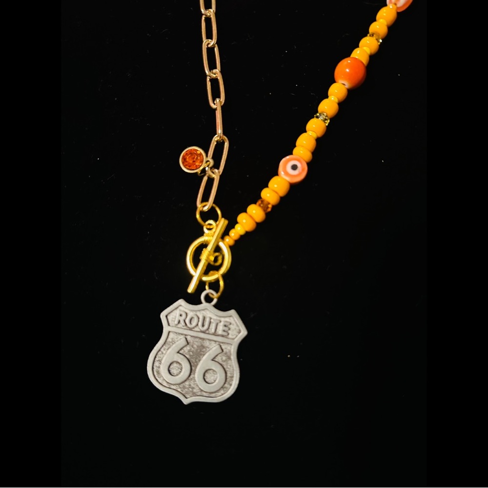 Route 66 Necklace with Orange Beads